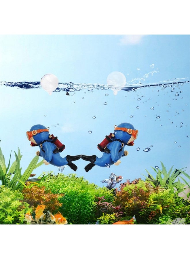 VAYINATO® 2 Piece (Blue) Floating Mini Cute Diver Aquarium Fish Tank Simulation Decoration Ornaments | Made with Eco Friendly Resin | No Harm to Fish by Petzlifeworld - Image 1