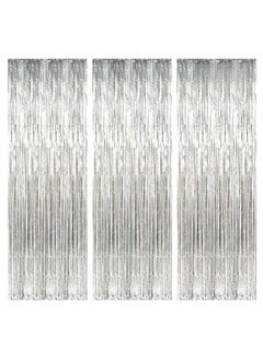 Storio LUXZURY by Storio Silver Foil Curtain Pack of 3 for Birthday, Anniversary, Marriage and Bachelorette Decoration  - Image 1