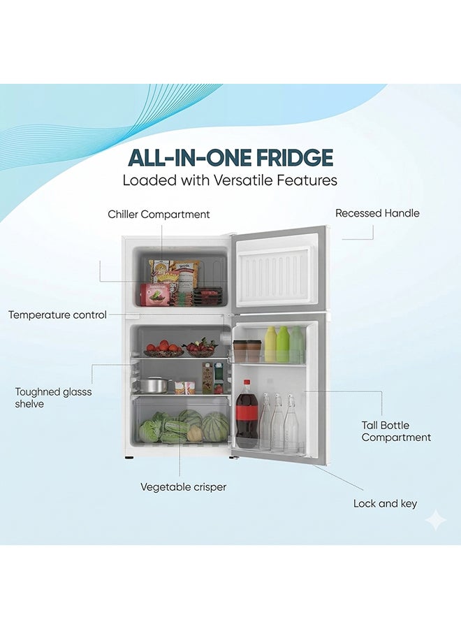 NIKAI 135L Gross & 90L Net Small Double Door Mini Refrigerator with Vegetable Crisper & Adjustable Glass Shelves, Defrosting, Mini Fridge for Home, Kitchen, Bedroom, Office & Hotels White - NRF135DDW 135 L NRF135DDW White - Image 5