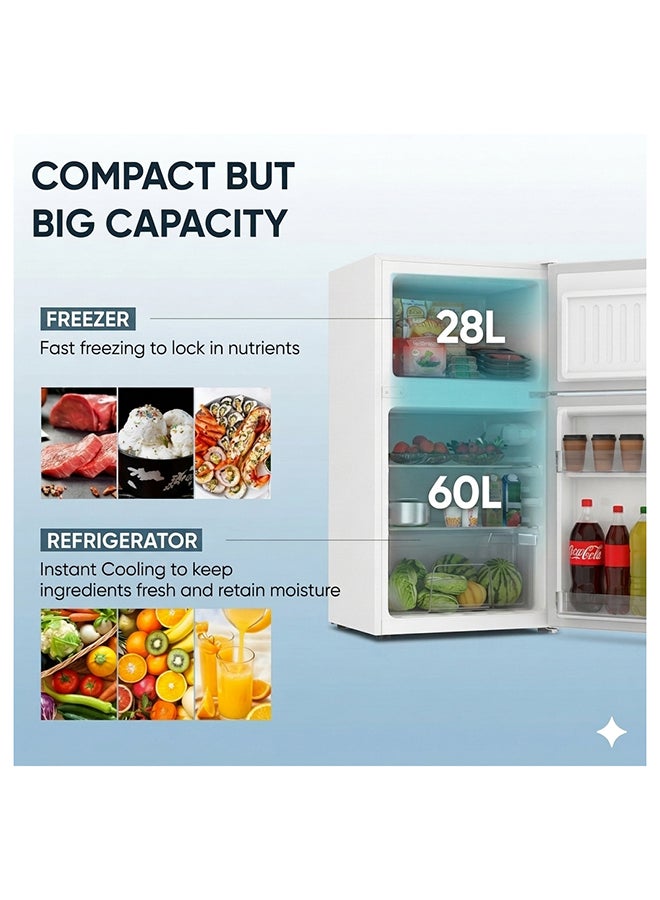 NIKAI 135L Gross & 90L Net Small Double Door Mini Refrigerator with Vegetable Crisper & Adjustable Glass Shelves, Defrosting, Mini Fridge for Home, Kitchen, Bedroom, Office & Hotels White - NRF135DDW 135 L NRF135DDW White - Image 2