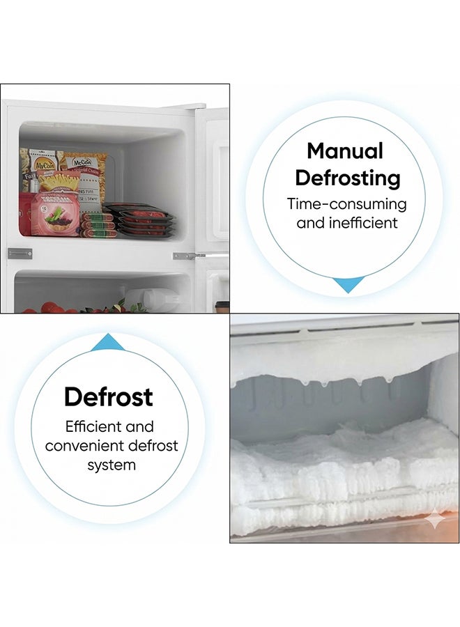 NIKAI 135L Gross & 90L Net Small Double Door Mini Refrigerator with Vegetable Crisper & Adjustable Glass Shelves, Defrosting, Mini Fridge for Home, Kitchen, Bedroom, Office & Hotels White - NRF135DDW 135 L NRF135DDW White - Image 4