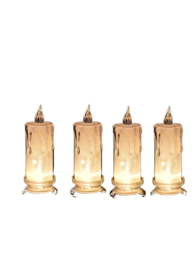 طقم 4 شموع LED بدون لهب تعمل بالبطارية داخل أوعية أكريليك دائرية لرمضان - Image 1