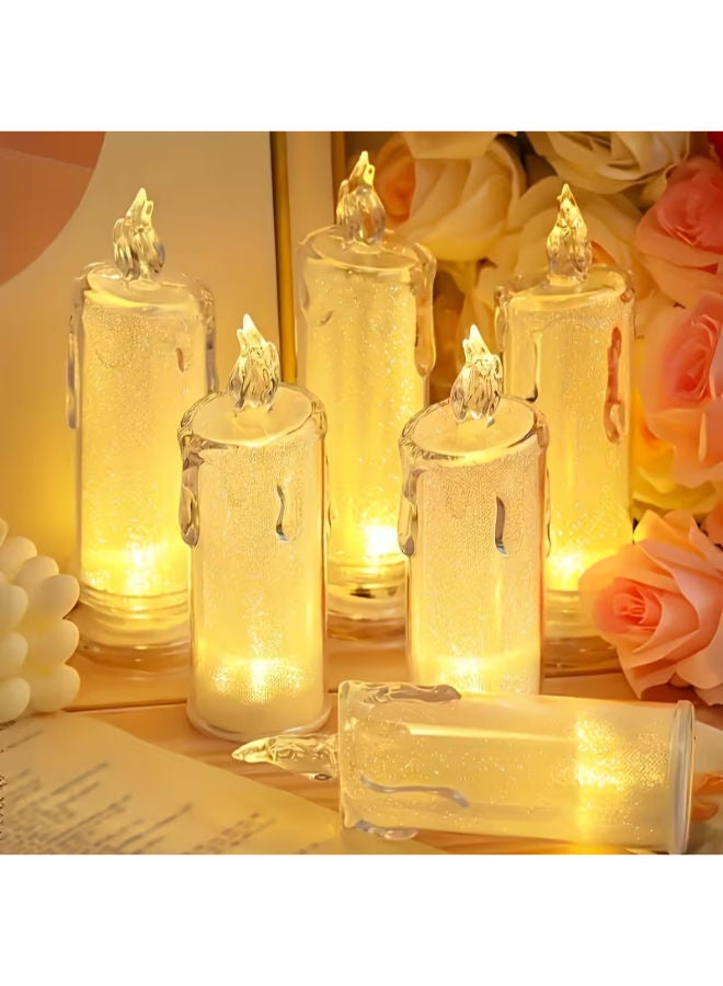 طقم 4 شموع LED بدون لهب تعمل بالبطارية داخل أوعية أكريليك دائرية لرمضان - Image 3