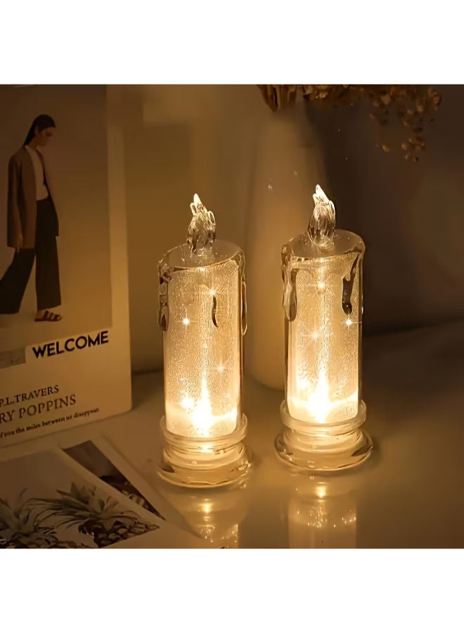 طقم 4 شموع LED بدون لهب تعمل بالبطارية داخل أوعية أكريليك دائرية لرمضان - Image 2