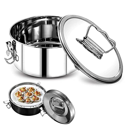 Tookie Flan Mold, Portable Flan Pan Flanera Mold, Food-Grade Stainless Steel Large Capacity Round Cake Baking Flan Maker with Lid and Handle for Chocolate Cake Cupcake Pudding(Silver) - Image 1