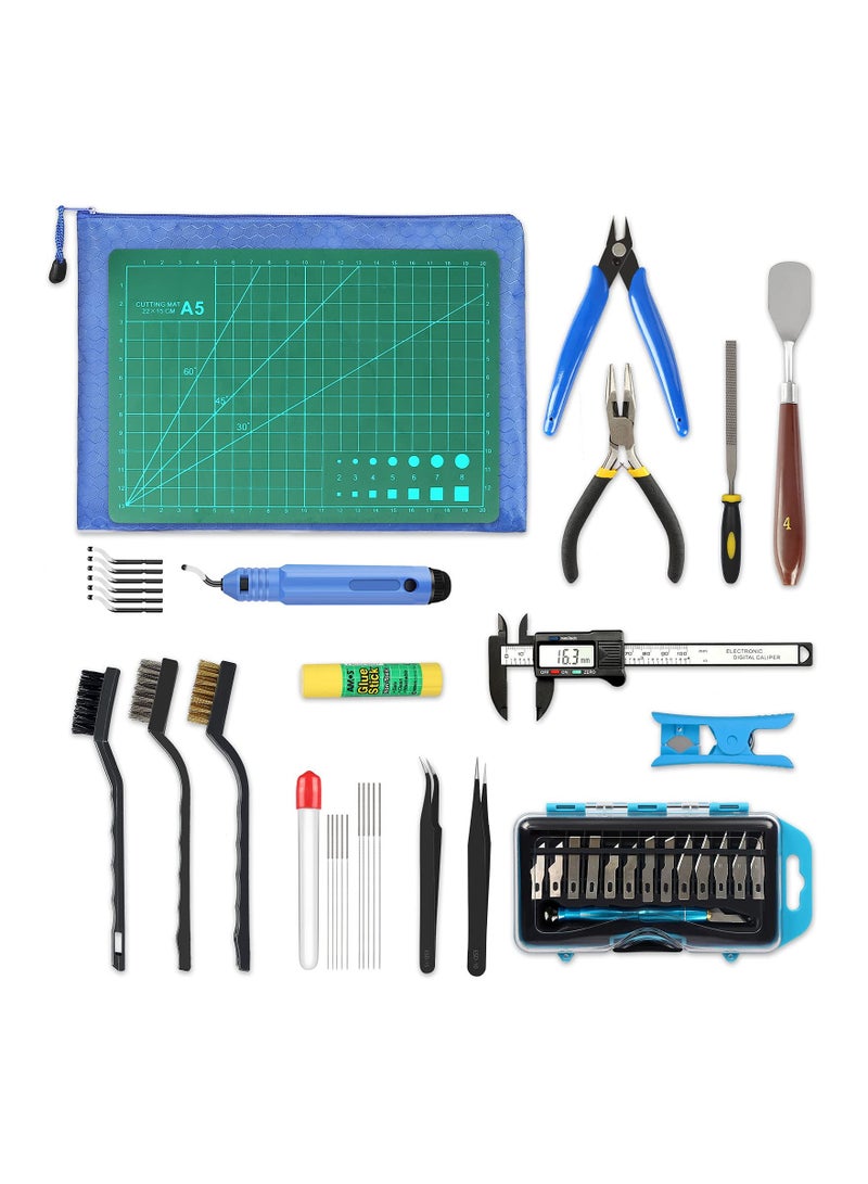 SYOSI 45 Pieces 3D Printer Tools Kit, 3D Printing Accessory Includes Deburring Tool, Digital Caliper, Art Knife Set, Tube Cutter, Storage Bag Suitable for 3D Print Removing, Cleaning, Finishing - Image 1