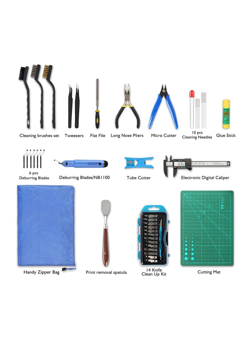 SYOSI 45 Pieces 3D Printer Tools Kit, 3D Printing Accessory Includes Deburring Tool, Digital Caliper, Art Knife Set, Tube Cutter, Storage Bag Suitable for 3D Print Removing, Cleaning, Finishing - Image 2