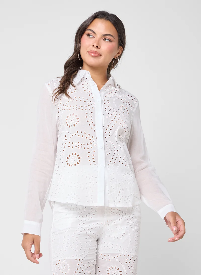 Ginger Broderied Relaxed Shirt & Pant Coord Set