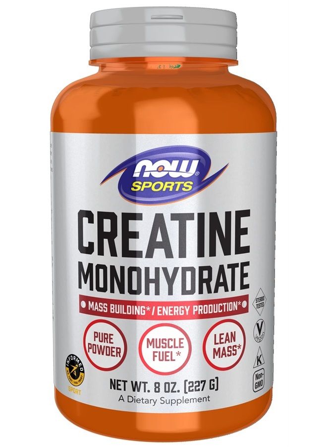 now Sports Nutrition, Creatine Monohydrate Powder, Mass Building*/Energy Production*, 8-Ounce - Image 1