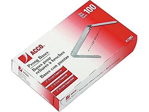 ACCO Brands أكو قواعد مشبك برونغ بسعة 2 بوصة، مراكز 2-3/4 بوصة، 100 قاعدة/علبة (12993) - Image 2