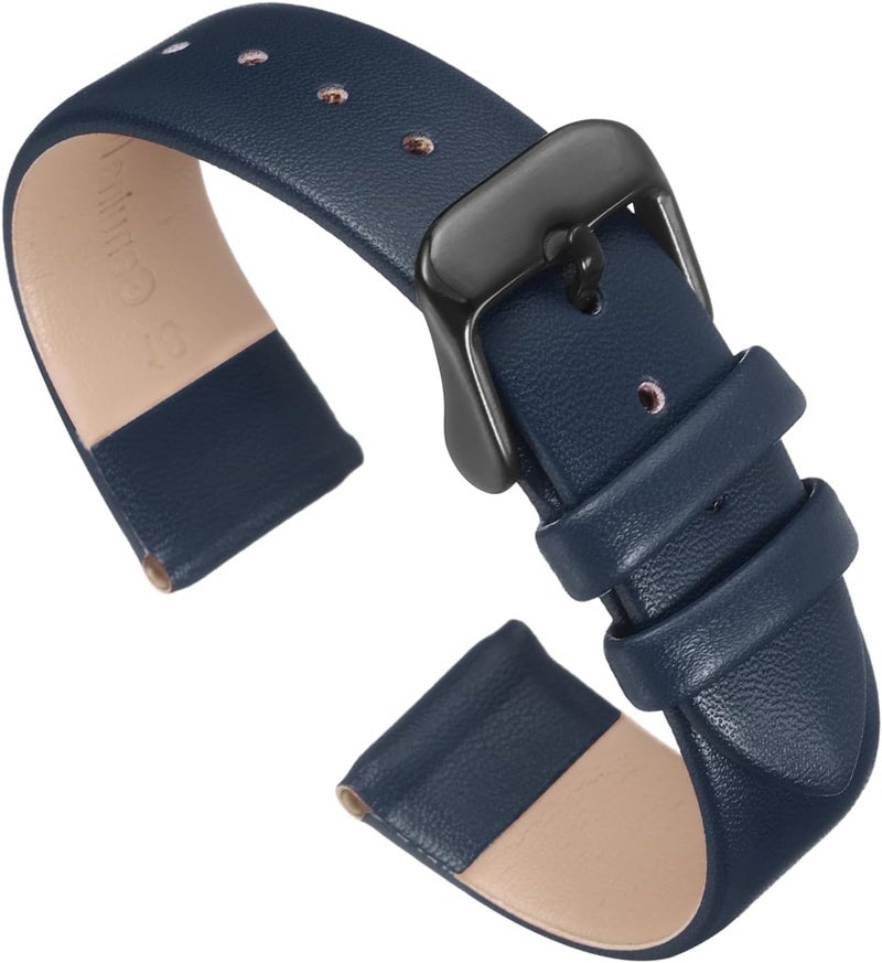 QUARKZMAN Leather Watch Strap Watch Leather Strap Watch Straps Flat Thin Elegant Leather Watch Strap Buckle for Smartwatch Men Women Men Women - Image 1