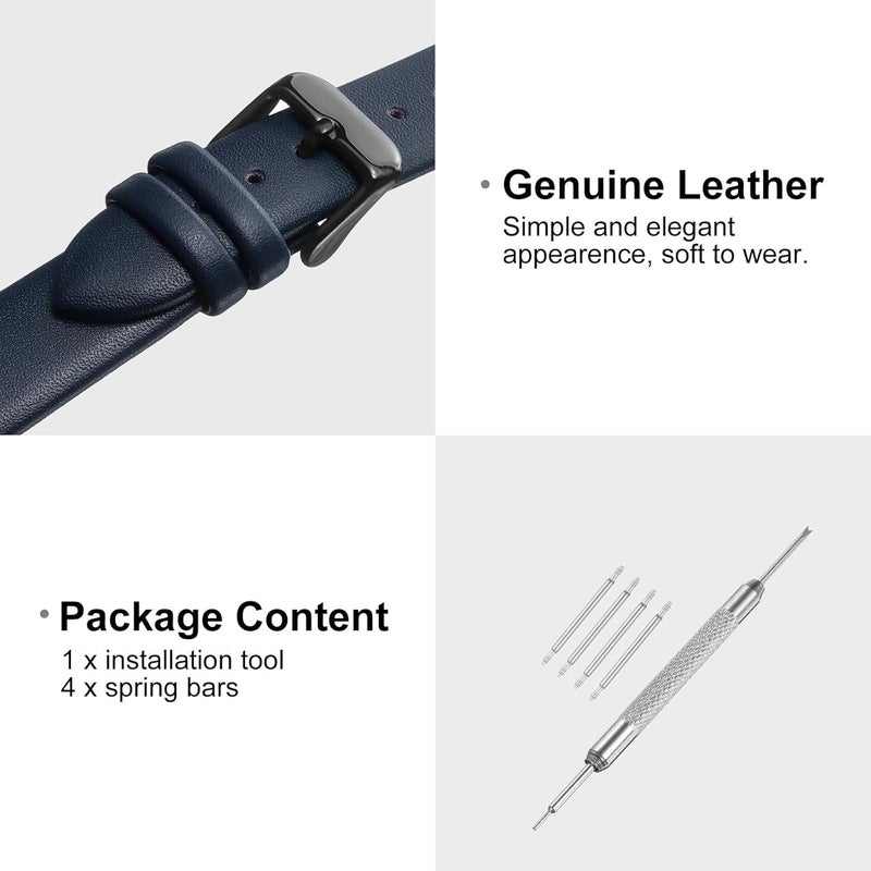 QUARKZMAN Leather Watch Strap Watch Leather Strap Watch Straps Flat Thin Elegant Leather Watch Strap Buckle for Smartwatch Men Women Men Women - Image 3