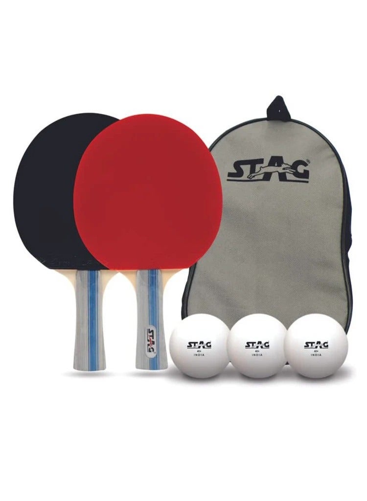 4 Star Table Tennis Playset - Ittf Approved, 2 Racquets, 3 Balls & Premium Storage Case | Lightweight Flared Grip & High-Quality Rubber For Casual & Competitive Play