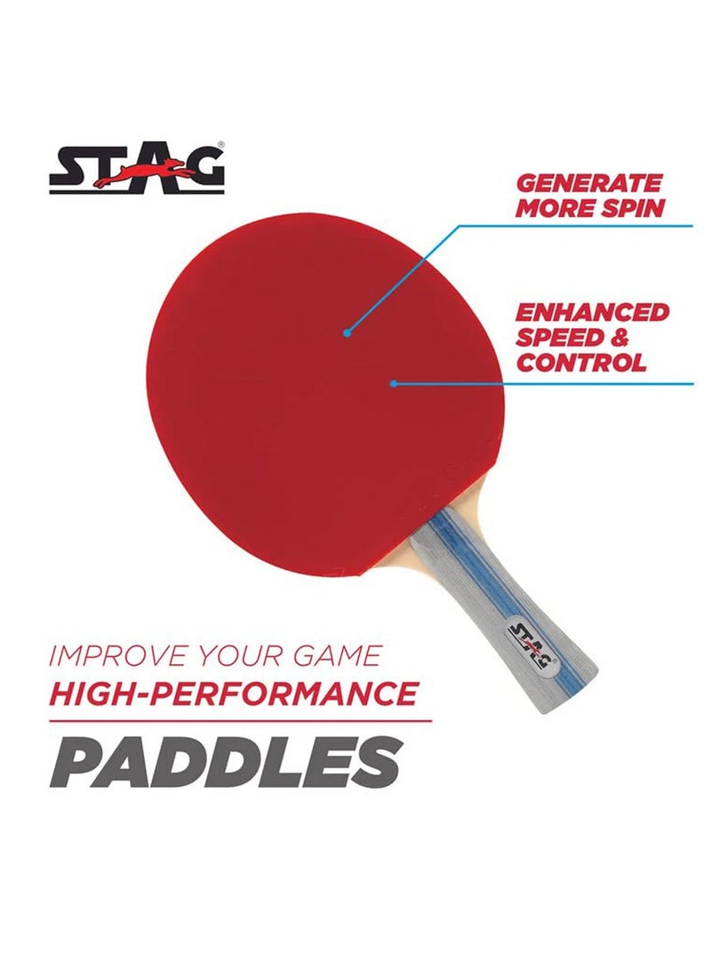 4 Star Table Tennis Playset - Ittf Approved, 2 Racquets, 3 Balls & Premium Storage Case | Lightweight Flared Grip & High-Quality Rubber For Casual & Competitive Play