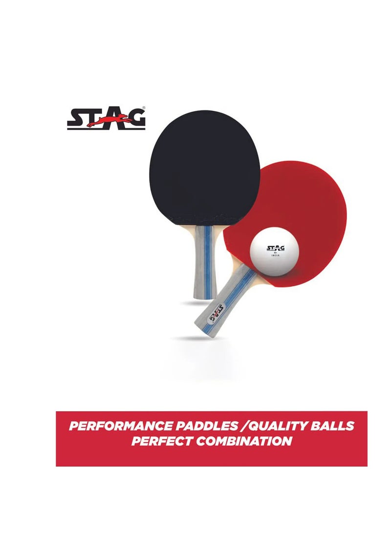 4 Star Table Tennis Playset - Ittf Approved, 2 Racquets, 3 Balls & Premium Storage Case | Lightweight Flared Grip & High-Quality Rubber For Casual & Competitive Play