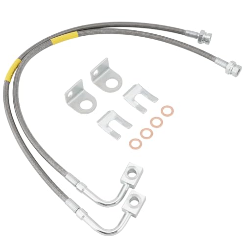 Racewill 2PCS Rear Brake Lines 89708, Extended Braided Stainless Steel Brake Lines for 4"-6" Lift, Compatible with 2007-2018 Jeep Wrangler JK 2WD/4WD - Image 1