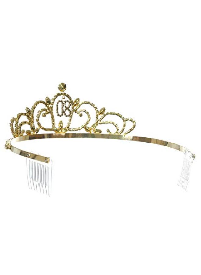SAMKY Gold Birthday Party Rhinestone Crystal Tiara Crown 80Th Eighty Eightieth T1319 - Image 4