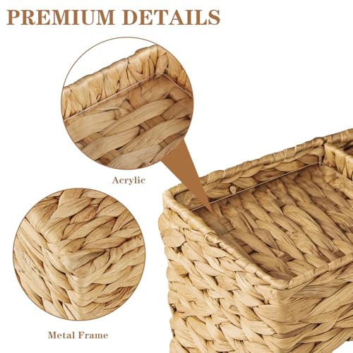 BIBELUN Woven Tissue Box Cover Square with Storage Tray, Water Hyacinth Tissues Cube Box Holder, Farmhouse Wicker Facial Tissue Dispenser Organizer for Bathroom, Countertop, Vanity, Nightstand, Decor - Image 5