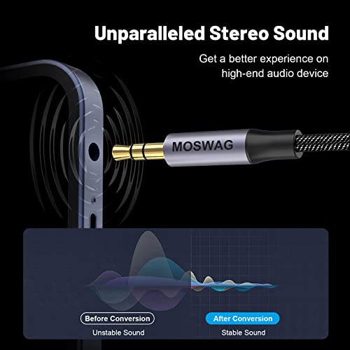 MOSWAG 3.5mm to RCA Cable 1 Pack, AUX to 2RCA Y Splitter Cable, 3.5mm Male to 2 RCA Female Headphone Jack Compatible with Smartphones,MP3,Tablets,Speakers,Home Theater,HDTV and More - Image 4