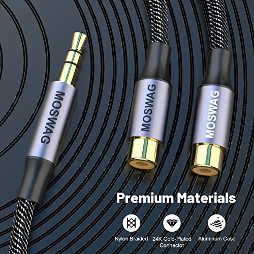MOSWAG 3.5mm to RCA Cable 1 Pack, AUX to 2RCA Y Splitter Cable, 3.5mm Male to 2 RCA Female Headphone Jack Compatible with Smartphones,MP3,Tablets,Speakers,Home Theater,HDTV and More - Image 3