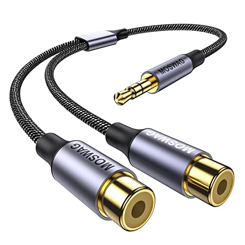 MOSWAG 3.5mm to RCA Cable 1 Pack, AUX to 2RCA Y Splitter Cable, 3.5mm Male to 2 RCA Female Headphone Jack Compatible with Smartphones,MP3,Tablets,Speakers,Home Theater,HDTV and More - Image 1