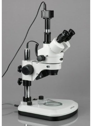 AmScope AmScope SM1TZPL5M Digital Professional Trinocular Stereo Zoom Microscope WH10x Eyepieces 35X90X Magnification 07X45X Zoom Objective Upper and Lower LED Lighting Large PillarStyle Table Stand Includes 05X and 20X Barlow Lenses and 5MP Camera with Reduction Lens and Software  - Image 4