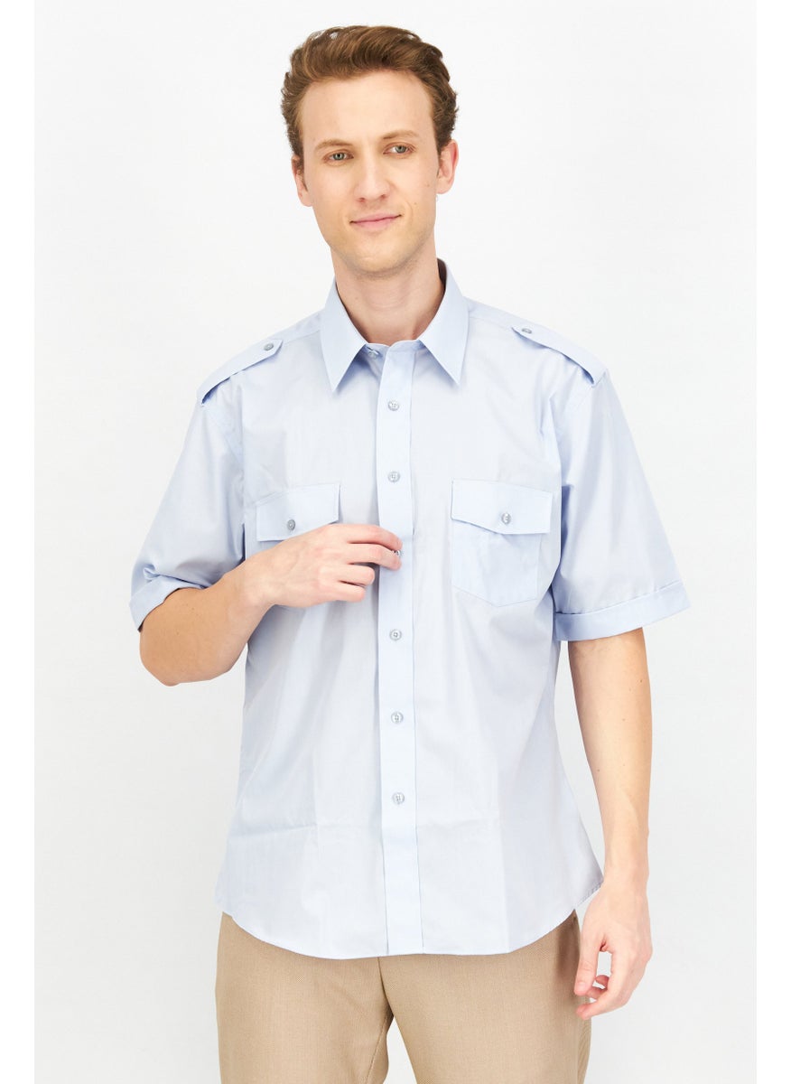 Men Regular Fit Short Sleeve Plain Casual Shirt, Blue - pzsku/Z971AA0087BC85DE933DDZ/45/_/1737642117/b118d227-9de7-4392-aff0-dfb028415063