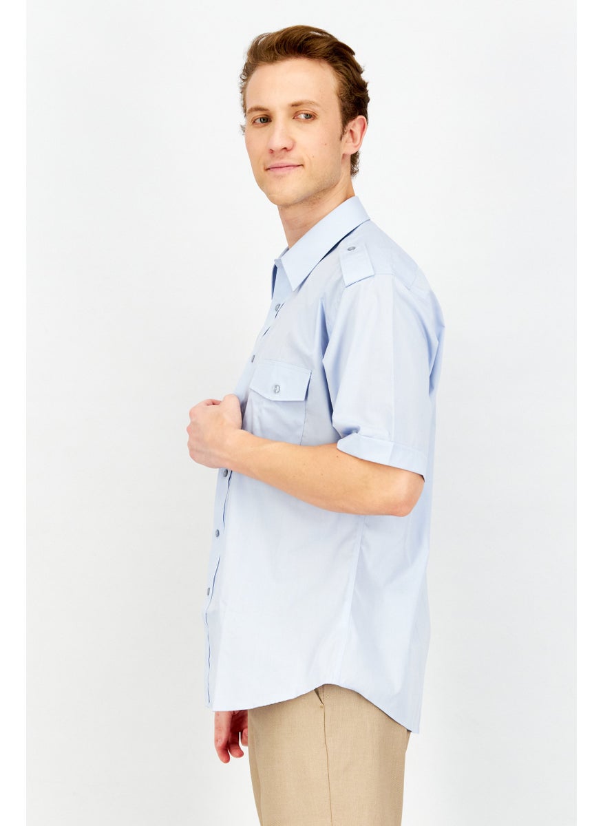 Men Regular Fit Short Sleeve Plain Casual Shirt, Blue - pzsku/Z971AA0087BC85DE933DDZ/45/_/1737900797/8c435264-d6a4-4f1a-8456-9a911587976c