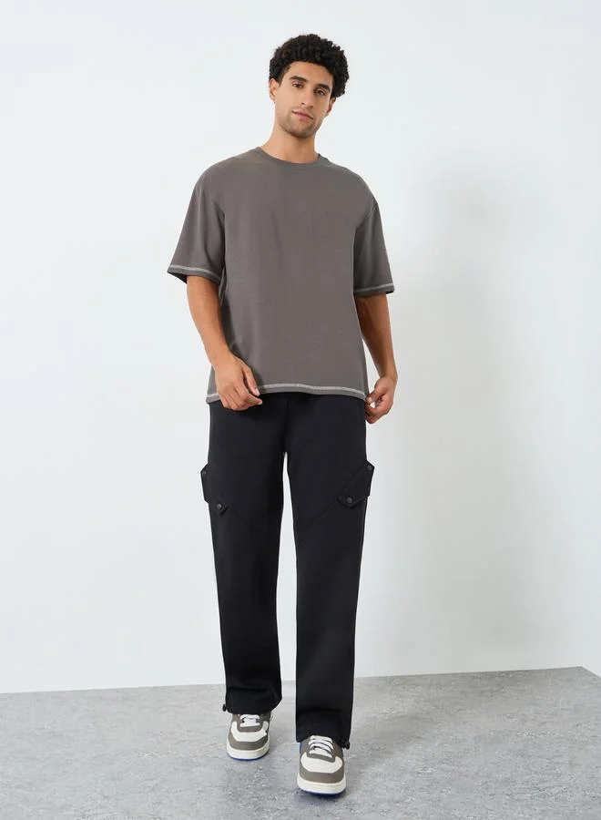 ستايلي تيشيرت واسع مطبع بكتابة