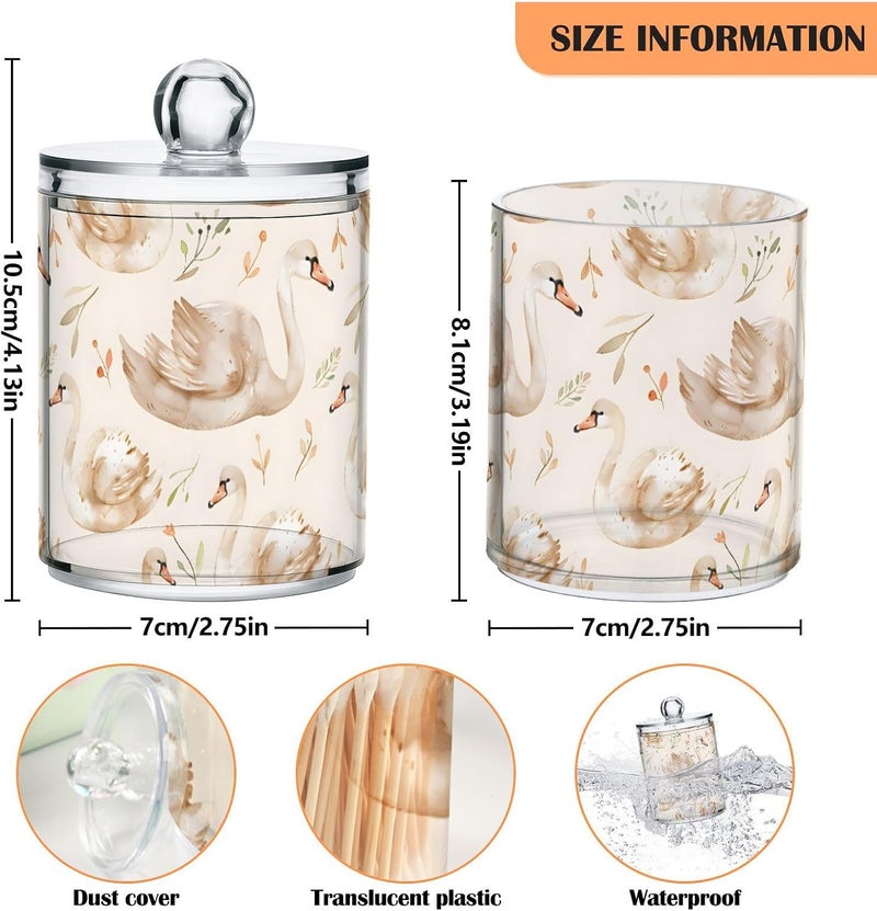 BOENLE 2 Pack Qtip Holder Organizer Dispenser Swans and Grass Bathroom Storage Canister Cotton Ball Holder Container for Cotton Pads/Swabs/Floss - Image 5