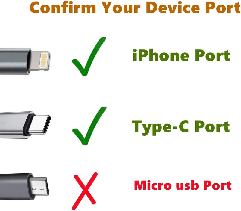 مروحة هاتف محمول صغيرة 2 في 1 لأجهزة iPhone وAndroid مع منفذ Type C/USB C (عبوة من 4 قطع) - مروحة جيب شخصية صغيرة محمولة تُوصل بالهواتف المحمولة وأجهزة iPad للسفر والتنقل في الهواء الطلق (أسود) - Image 5