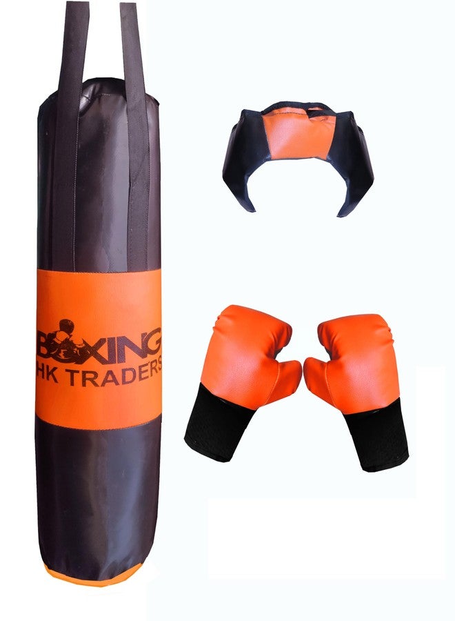 BYSON Kids Boxing Set with Punching Bag and Gloves, Training Kit for Ages 2-8 Years, Black and Orange - Image 1