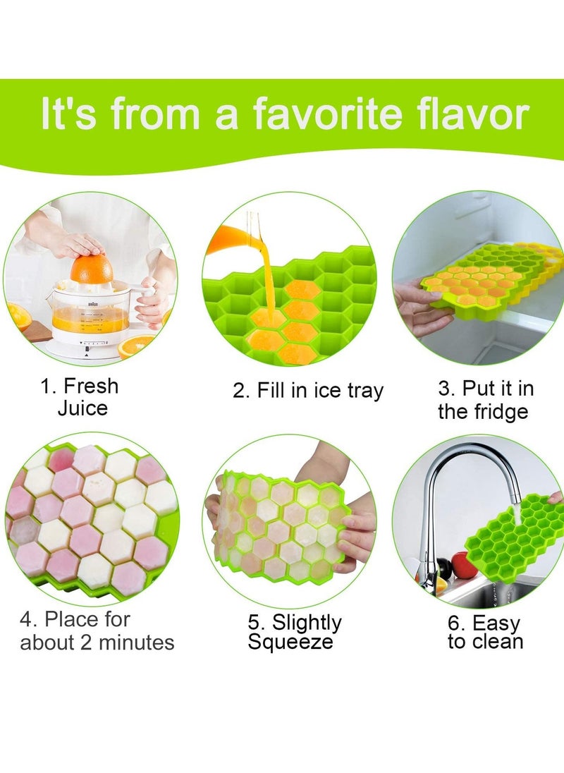 SYOSI - Ice Cube Trays, 2 Pack Silicone Ice Cube Molds with Lid Flexible 74-Ice Trays BPA Free, for Whiskey, Cocktail, Stackable Flexible Safe Ice Cube Molds - Image 1
