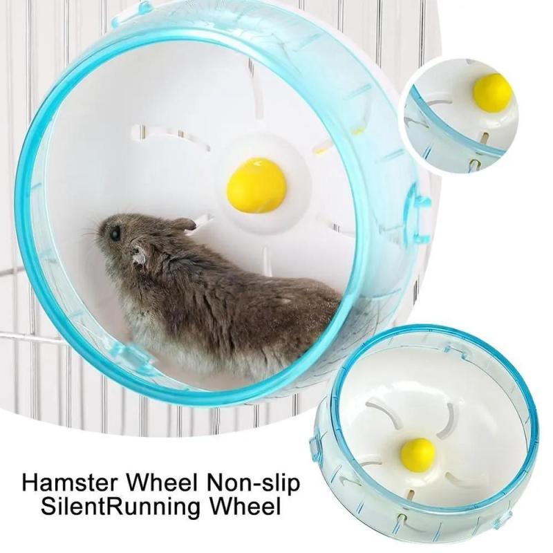 Hamster Wheel 14cm Blue Durable Plastic Silent Running Anti-Slip Exercise Toy - Waterproof Adjustable Height Small Pet Wheel for Hamsters - Image 1