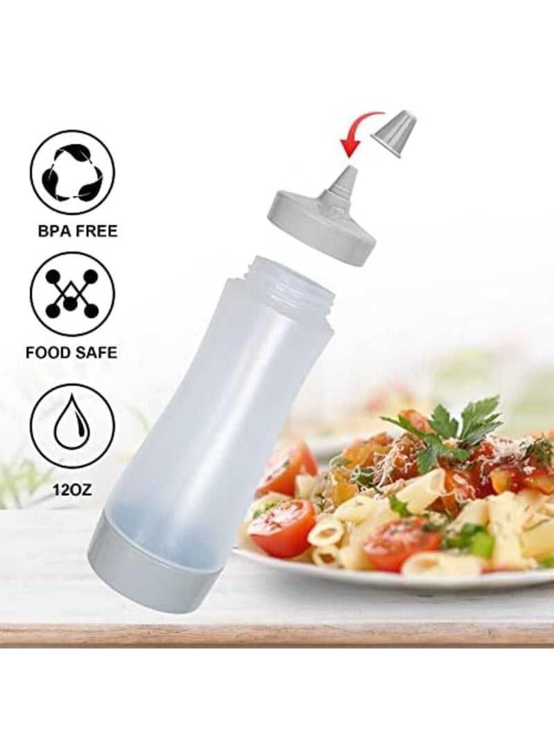 Luckam Porous Squeeze Bottles, Leak Proof Refillable Condiment Container for Kitchen Use, Salad Dressings, top dispensers for ketchup mustard mayo hot sauces olive oil(12 oz) - Image 2