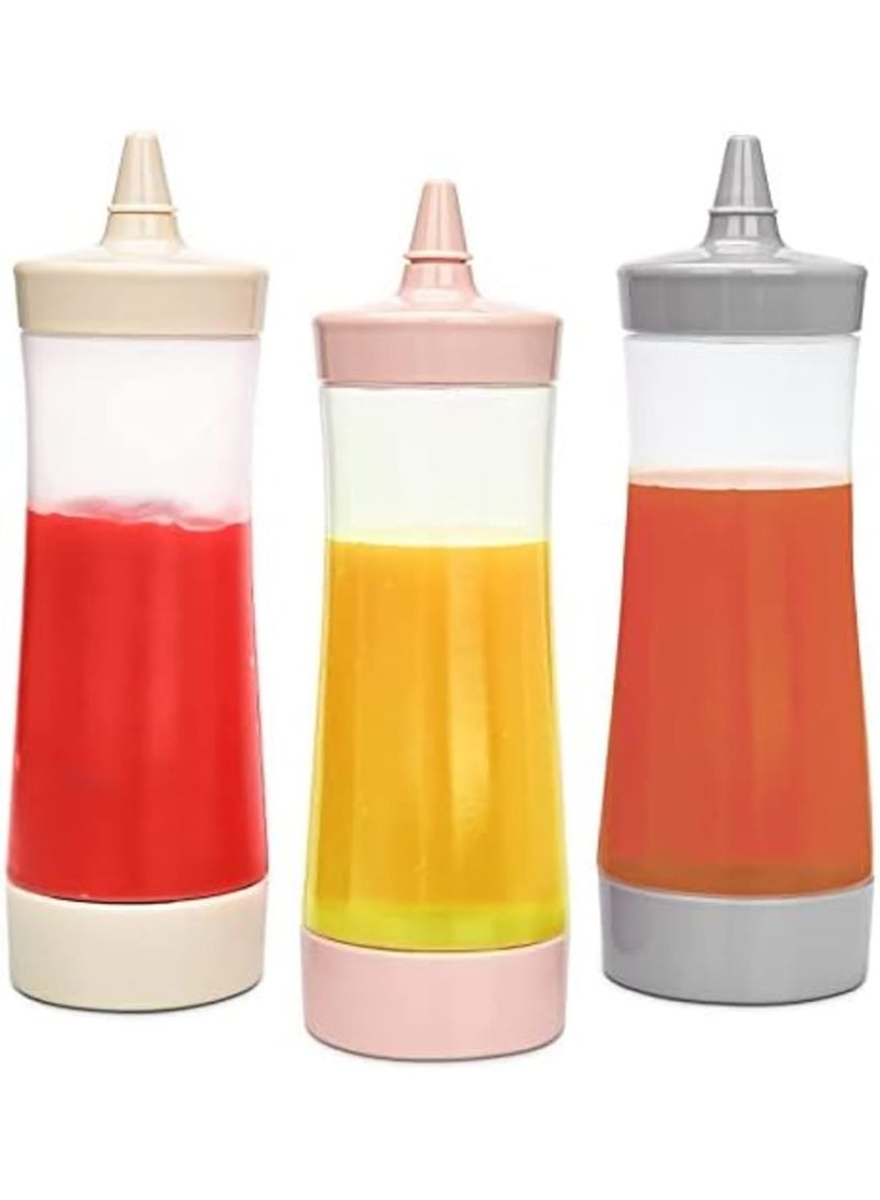 Luckam Porous Squeeze Bottles, Leak Proof Refillable Condiment Container for Kitchen Use, Salad Dressings, top dispensers for ketchup mustard mayo hot sauces olive oil(12 oz) - Image 1