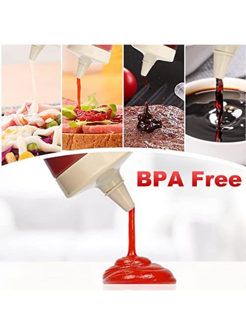 Luckam Porous Squeeze Bottles, Leak Proof Refillable Condiment Container for Kitchen Use, Salad Dressings, top dispensers for ketchup mustard mayo hot sauces olive oil(12 oz) - Image 5