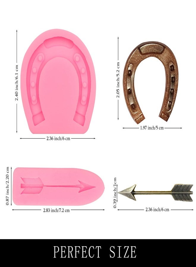 muyulin Horseshoe Chocolate Molds 4 Packs Arrow Horseshoe Hoof Fondant Silicone for Western Cake Decorating Cupcake Toppers Candy Gum Paste Polymer Clay - Image 2