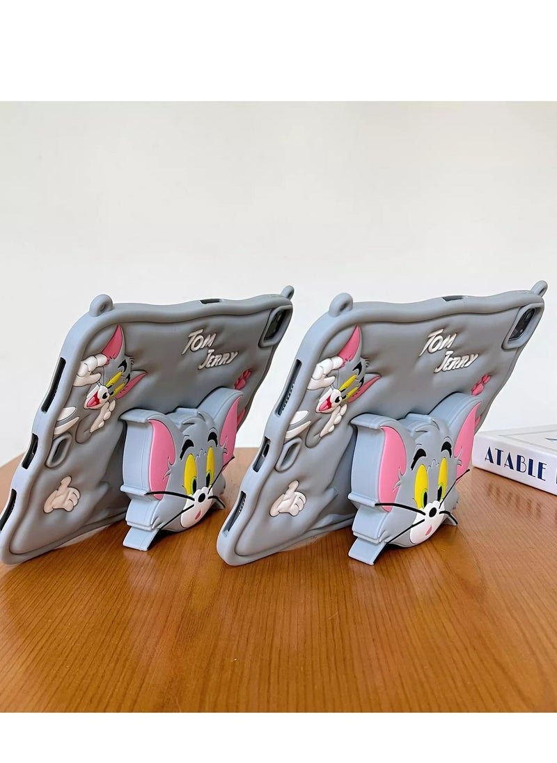Kid Silica Shockproof Case Cover Tom Jerry Kids Shockproof Case for iPad Pro 11 Inch 3D Silicone Cartoon Case (2022/2021, 4th/3rd Generation), iPad Pro 11 Inch Cover , iPad Pro 11 Inch Cover,iPad Air 5 2022 / iPad Air 4 2020 10.9 Inch Case, Cute, Stand Function, Silicone case Case, Cover, Shock-Absorption  - Image 5