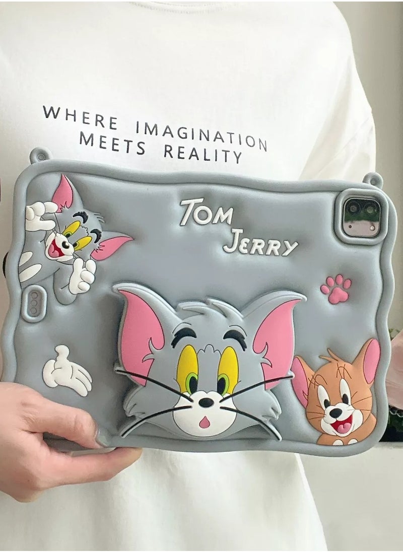Kid Silica Shockproof Case Cover Tom Jerry Kids Shockproof Case for iPad Pro 11 Inch 3D Silicone Cartoon Case (2022/2021, 4th/3rd Generation), iPad Pro 11 Inch Cover , iPad Pro 11 Inch Cover,iPad Air 5 2022 / iPad Air 4 2020 10.9 Inch Case, Cute, Stand Function, Silicone case Case, Cover, Shock-Absorption  - Image 1