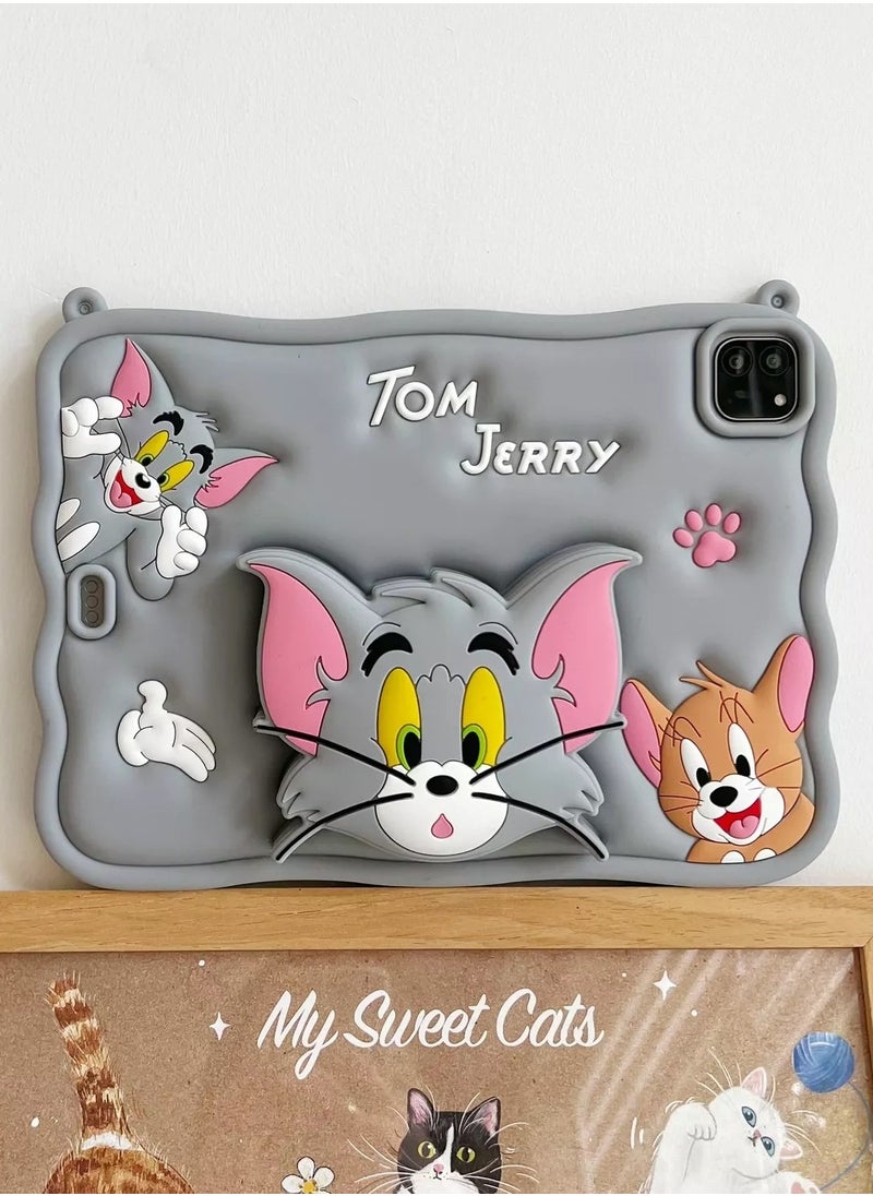 Kid Silica Shockproof Case Cover Tom Jerry Kids Shockproof Case for iPad Pro 11 Inch 3D Silicone Cartoon Case (2022/2021, 4th/3rd Generation), iPad Pro 11 Inch Cover , iPad Pro 11 Inch Cover,iPad Air 5 2022 / iPad Air 4 2020 10.9 Inch Case, Cute, Stand Function, Silicone case Case, Cover, Shock-Absorption  - Image 2