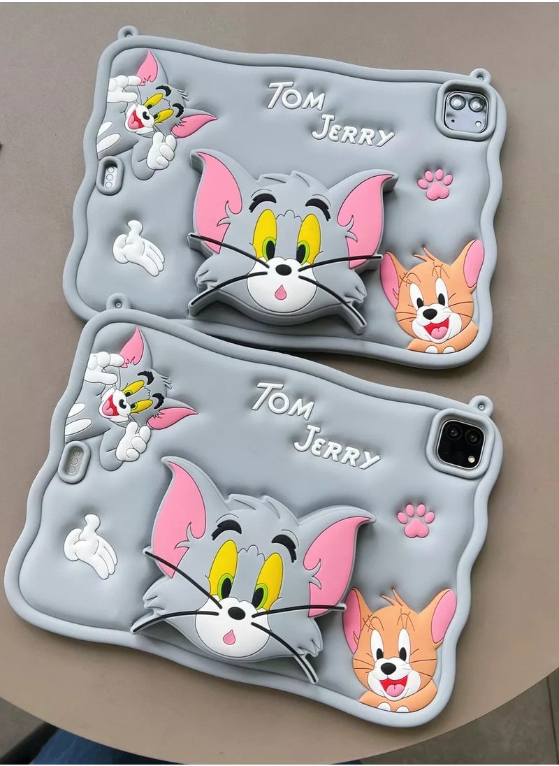 Kid Silica Shockproof Case Cover Tom Jerry Kids Shockproof Case for iPad Pro 11 Inch 3D Silicone Cartoon Case (2022/2021, 4th/3rd Generation), iPad Pro 11 Inch Cover , iPad Pro 11 Inch Cover,iPad Air 5 2022 / iPad Air 4 2020 10.9 Inch Case, Cute, Stand Function, Silicone case Case, Cover, Shock-Absorption  - Image 3