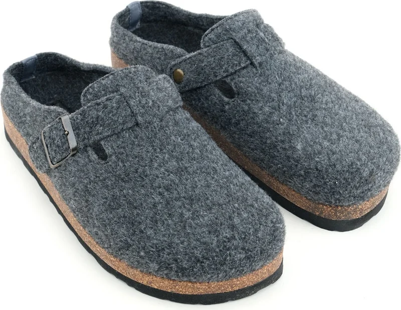 Gezer Men's Winter Felt Cork Sole Single Buckle Adjustable Comfortable Sole Home Garden Slippers
