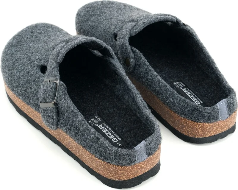 Gezer Men's Winter Felt Cork Sole Single Buckle Adjustable Comfortable Sole Home Garden Slippers