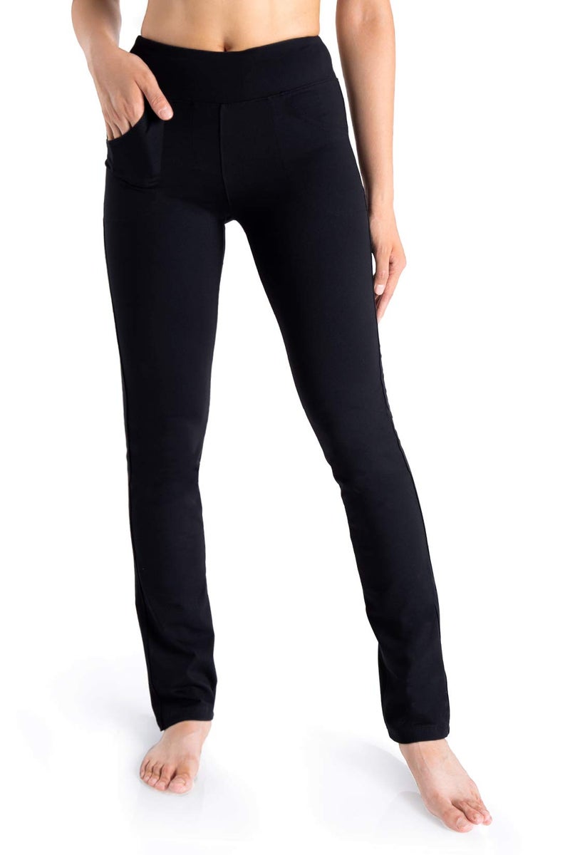 Yogipace Petite Women's 5-Pocket Straight Leg Yoga Dress Pants,Slim Fit Stretch Comfort Pants,27",Black,Size XS - Image 1