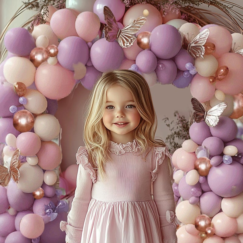 PUFFLD Pink and Purple Balloon Arch Kit, Butterfly Dusty Purple Pink Lavender Sand White Lilac Metallic Rose Gold Latex Balloons for Bridal Wedding Anniversary Engagement Birthday Party Decoration - Image 5