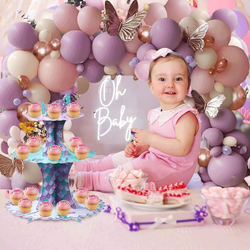 PUFFLD Pink and Purple Balloon Arch Kit, Butterfly Dusty Purple Pink Lavender Sand White Lilac Metallic Rose Gold Latex Balloons for Bridal Wedding Anniversary Engagement Birthday Party Decoration - Image 4