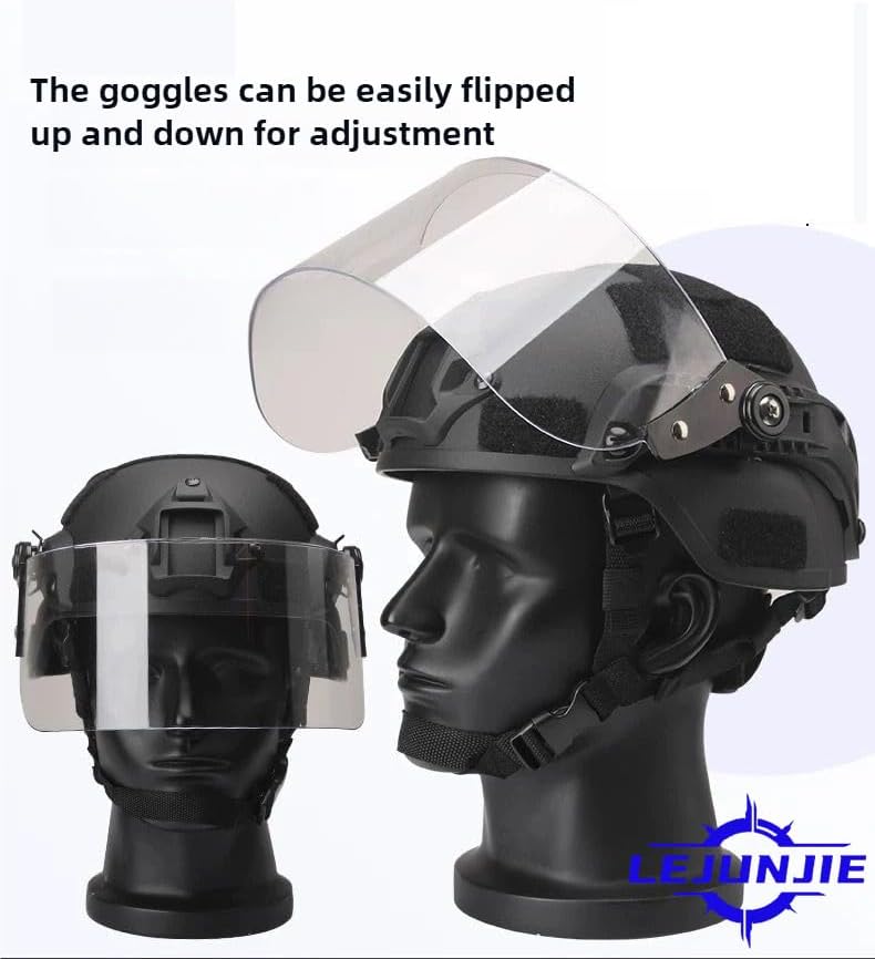 LEJUNJIE Tactical MICH 2000 Fast Helmet with Clear Riot Visor Face Shield Sliding Goggles for Airsoft Paintball CS War Games Outdoor Sports. - Image 2