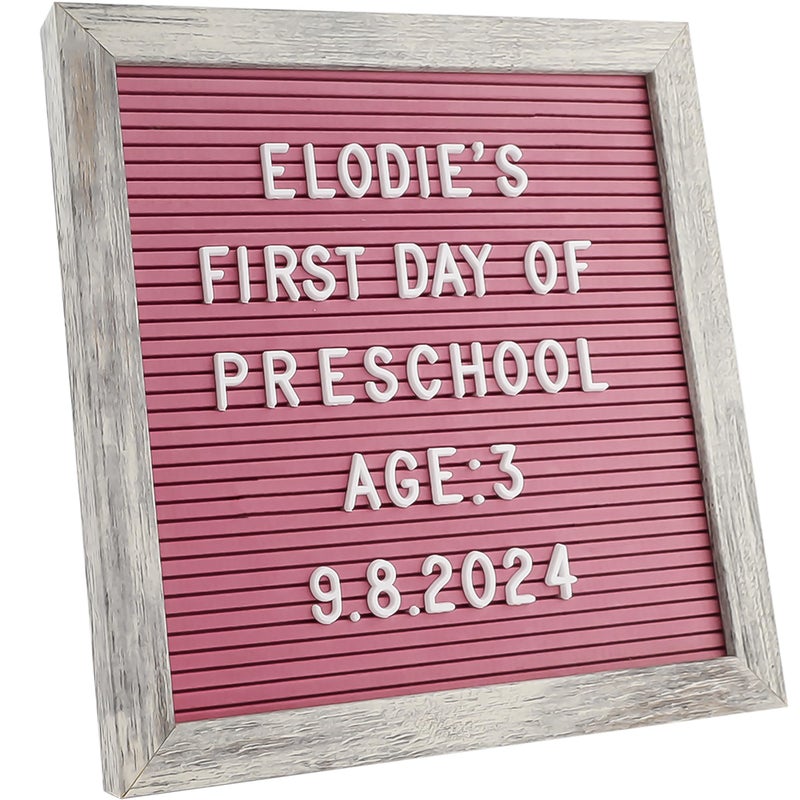 C CRYSTAL LEMON Rustic Hot Pink Felt Letter Board 10x10 Inches â€“ 336 Changeable Letters, Numbers & Symbols â€“ Message Board for Classroom, Home & Office - Image 1