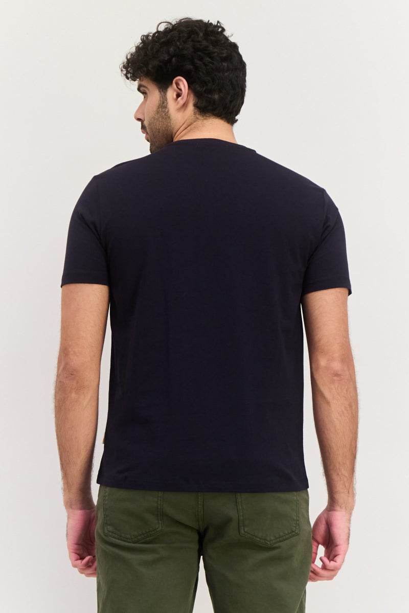 Gazzarrini Men Round Neck Short Sleeves Graphic Print T-shirt, Dark Navy - Image 2